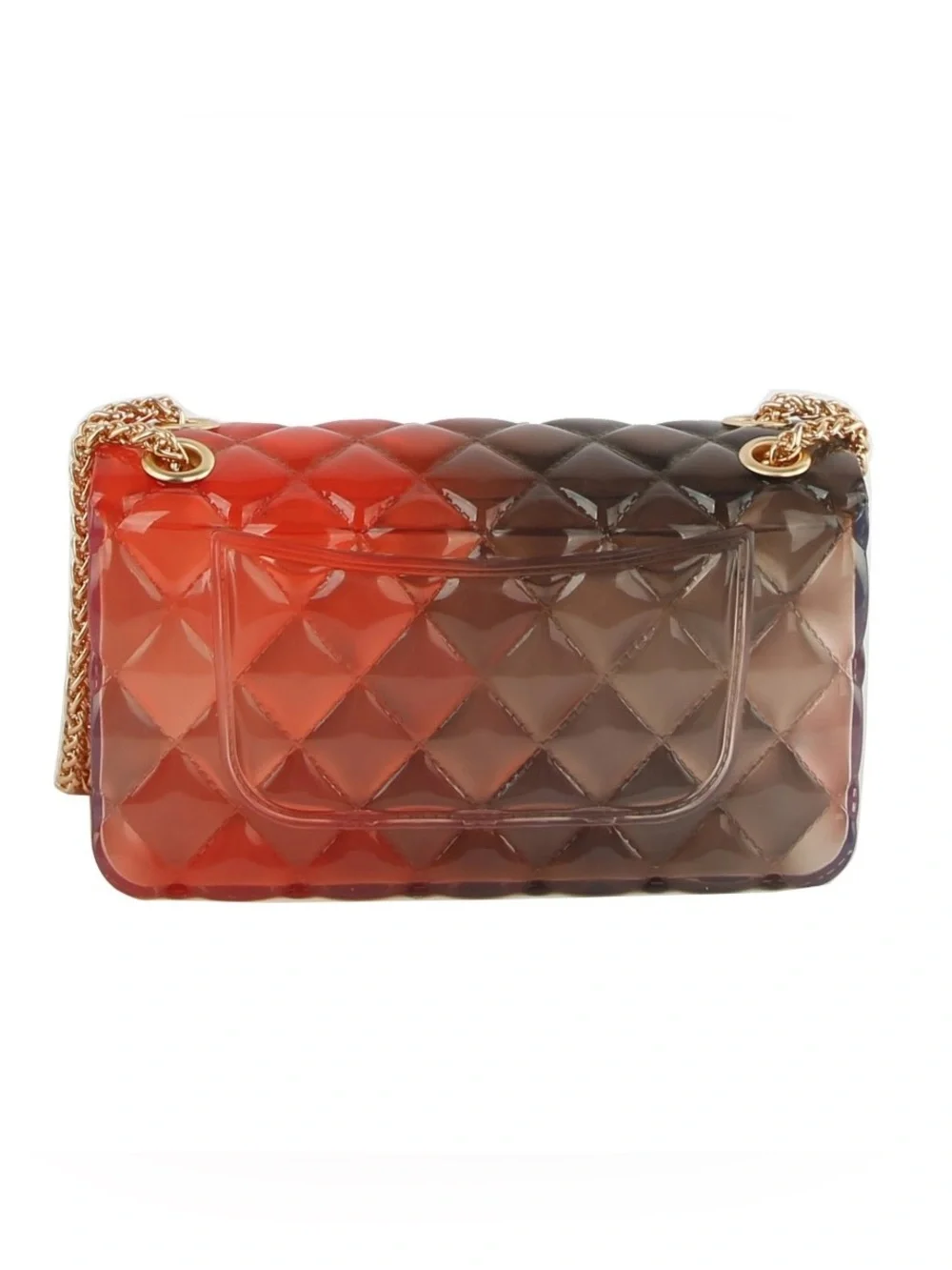 NWT Ombre Quilted Jelly Crossbody Bag with Chain - Brown